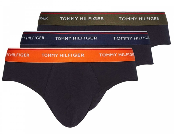 Granatowe Męskie Slipy Tommy Hilfiger 3szt Kolorowa Gumka M