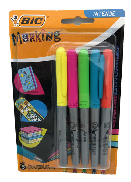 Markery Permanentne BIC Intense 5 szt. Żywe Kolory