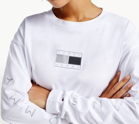 Bluza Tommy Hilfiger Damska bez Kaptura - Biała - Rozmiar S - Nierozpinana - DW0DW12115YBR