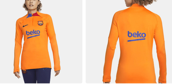 Nike Bluza Damska bez Kaptura - FC Barcelona - Pomarańczowa - Rozmiar L - Zamek 1/4 - DH7730-837