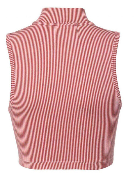 Koszulka Damska Nike - Różowy Top w Prążki - Rib Crop - Rozmiar XL - CZ9341-630