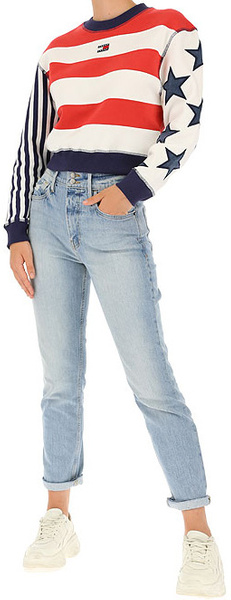 Bluza Damska Tommy Jeans American - Rozmiar XS - Oversize - Nierozpinana - Bez Kaptura