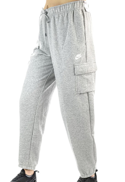 Nike Spodnie Dresowe Damskie - Szare - Kieszenie Dodatkowe na Nogawkach - Rozmiar L - Sportswear Essentials Loose Fit - DD8713-063