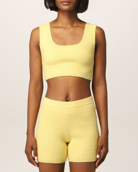 Calvin Klein - Żółty Top - Krótki - Prążkowany - Rozmiar L - K20K203720ZAY