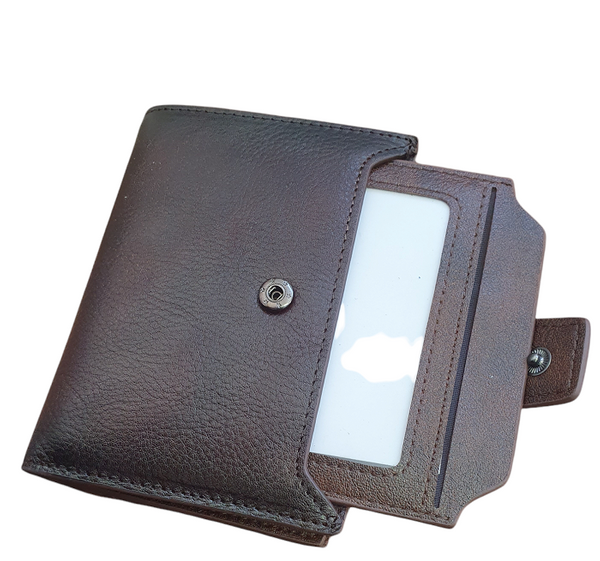 Ciemnobrązowy Portfel Męski Sendefn Skóra RFID