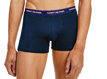 Bokserki Męskie Tommy Hilfiger Granatowe - Komplet 3szt. - Gumka w 3 kolorach - Pomarańczowy Granatowy Zielony - Rozmiar XXL