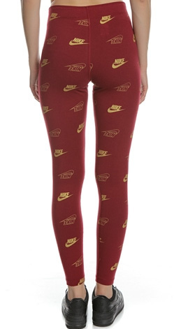 Czerwone Legginsy Nike CJ4061-677 L Damskie Złote Logo