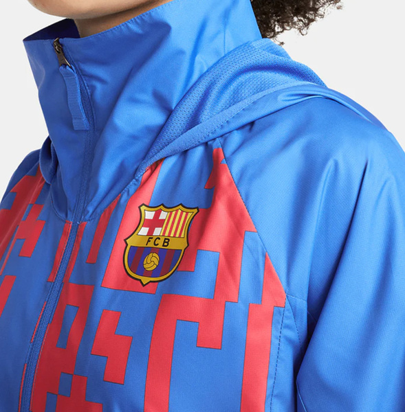 Nike Kurtka Damska - FC Barcelona - Wiatrówka z Podszewką - Niebieska - Rozmiar M - Loose Fit - DN3845-403