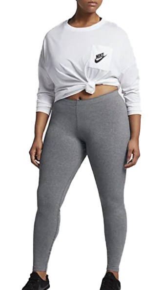 Nike Legginsy Damskie Szare z Nadrukiem - Sportswear - BV2109-091 - Size Plus - Rozmiar 3X (58-60)