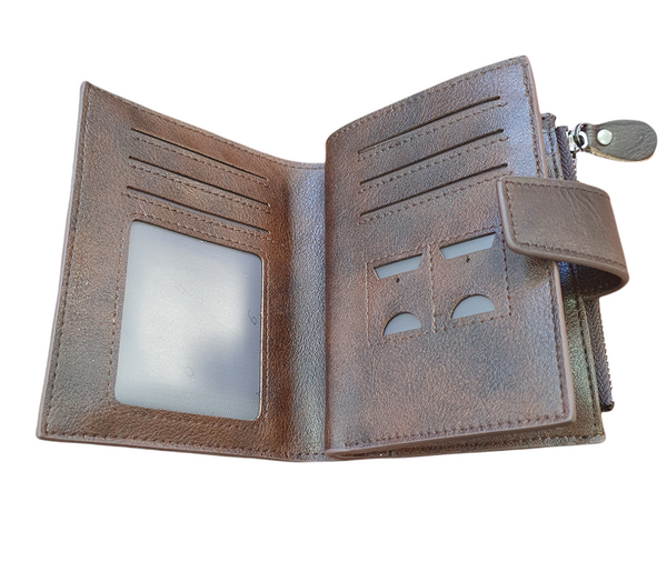 Ciemnobrązowy Portfel Męski Sendefn Skóra RFID