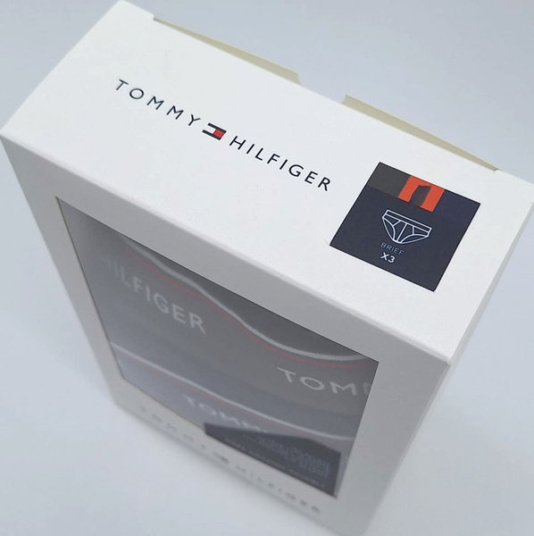 Granatowe Męskie Slipy Tommy Hilfiger 3szt Kolorowa Gumka M