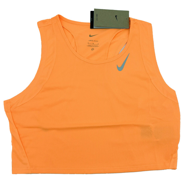 Koszulka Damska Nike Bez Rękawów - Pomarańczowy Top - Rozmiar XL - Dri Fit Race Cropped SlimFit - DD5921-811