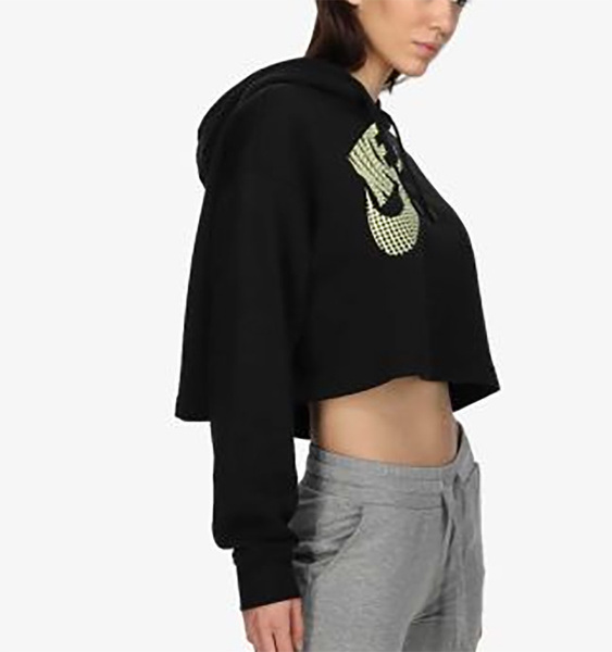 Bluza Damska Nike z Kapturem - Krótka - Czarna - Rozmiar M - DZ4604-010