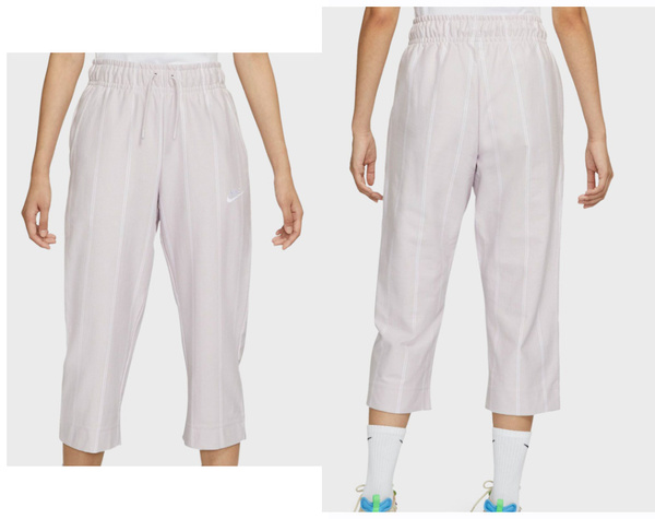 Beżowe spodnie Nike NSW DD5184-511 S 7/8 w Paski Swoosh