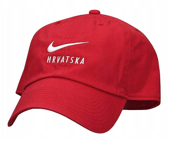 Czerwona Czapka Nike Hrvatska CU7531657 z Białym Logo