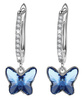 Srebrne Kolczyki Sellot Motylki z Niebieskimi Kryształkami