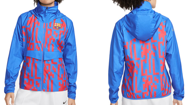 Nike Kurtka Damska - FC Barcelona - Wiatrówka z Podszewką - Niebieska - Rozmiar L - Loose Fit - DN3845-403