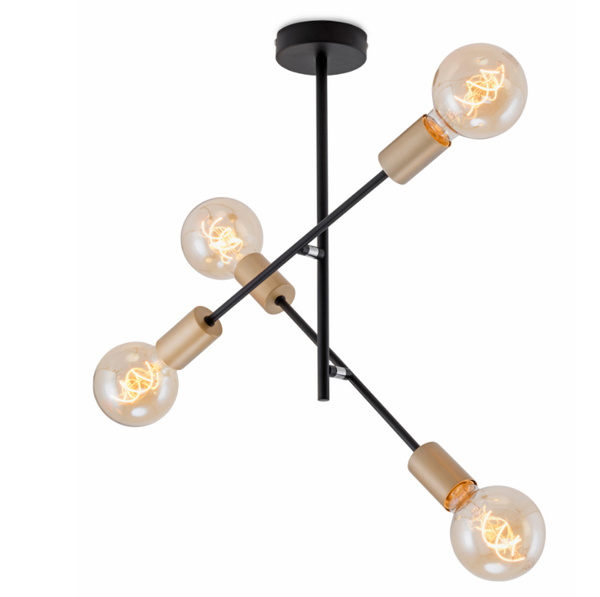 Lampa Sufitowa Briloner Nature 4xE27 Czarne Złoto