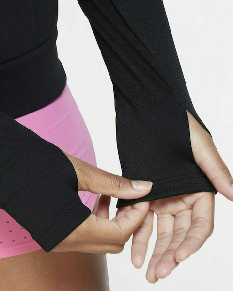 Nike Bluza Koszulka Damska do Biegania - Czarna bez Kaptura - Rozmiar L - Pacer Dri-FIT - CU3270-010