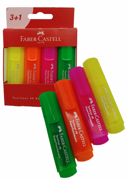 ZAKREŚLACZ TEXTLINER 46 SUPERFLUORESCENT 4szt REFILL FABER-CASTELL