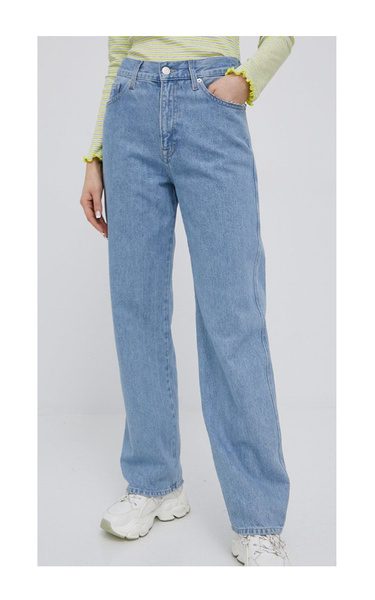 Tommy Jeans Spodnie Damskie - Betsy Loose - Niebieskie - Rozmiar 28/30 - DW0DW12358