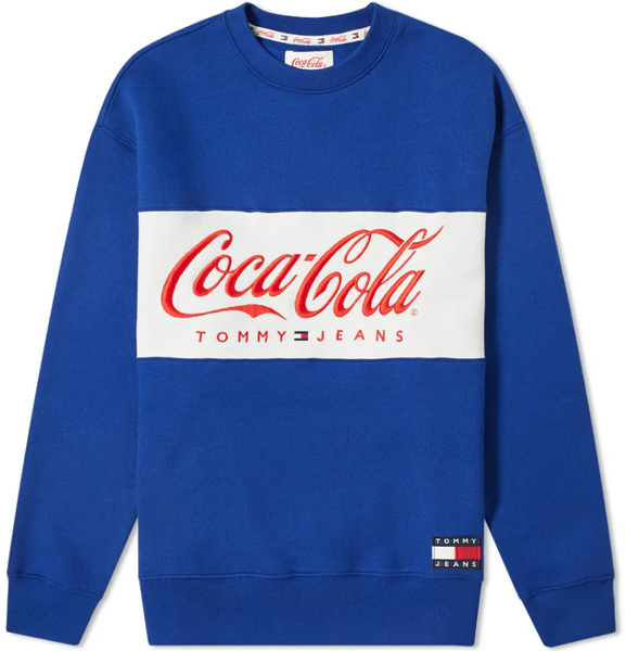 Tommy Hilfiger Bluza Męska - Nierozpinana - Niebieska - Logo Coca Cola - Rozmiar M - Oversize