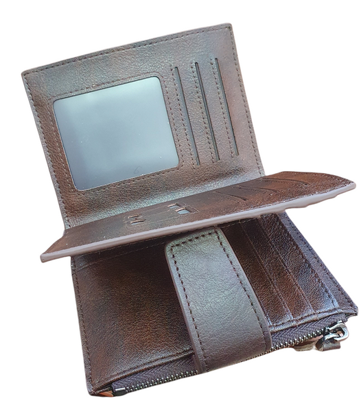 Ciemnobrązowy Portfel Męski Sendefn Skóra RFID