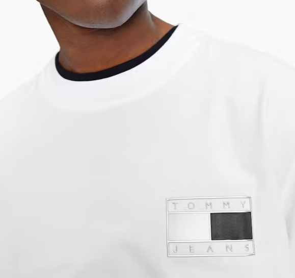 Tommy Jeans - Stylowa Bawełniana Koszulka - T-shirt Biały - DM0DM12555 YBR  - Rozmiar L