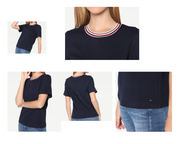 Granatowa damska koszulka Tommy Hilfiger Desert Sky WW0WW34970 M