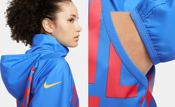 Nike Kurtka Damska - FC Barcelona - Wiatrówka z Podszewką - Niebieska - Rozmiar M - Loose Fit - DN3845-403
