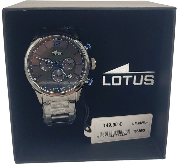Zegarek Męski Lotus 18686/3 Czarna Tarcza Szara Stal