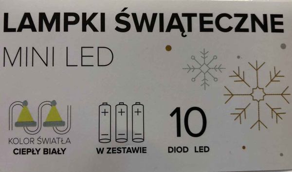 LAMPKI  ŚWIĄTECZNE MINI LED 10szt 1,2m CZAPKA MIKOŁAJA