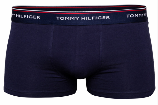 Bokserki Męskie Tommy Hilfiger - Komplet 3szt - Gumka 3 Kolory - Biała Czerwona Granatowa - Rozmiar XL