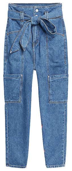 Tommy Jeans Spodnie Damskie - Paperbag - Niebieskie - Rozmiar 27/30 - DW0DW09903