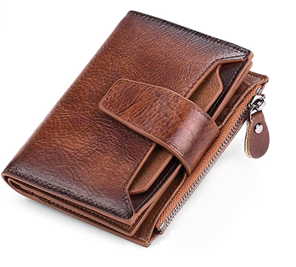 Ciemnobrązowy Portfel Męski Sendefn Skóra RFID