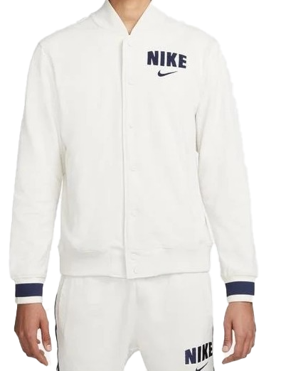 Nike Bluza Męska - Rozpinana - Biała - Rozmiar L - Sportswear Varsity Retro Fleece Sweatshirt - FJ0556-030