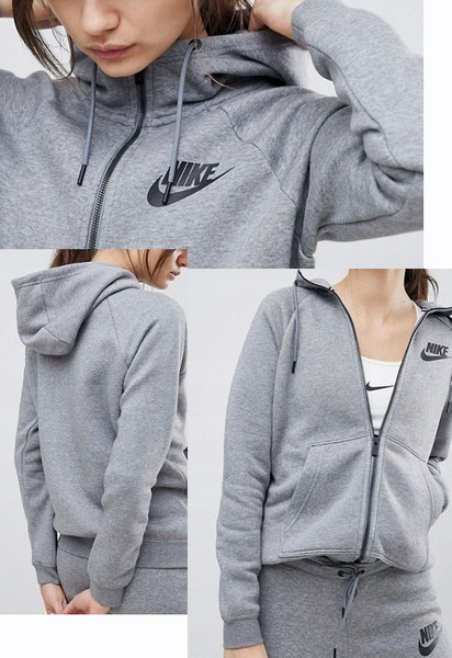 Szara bluza Nike AJ7339-091 M Damska z Kapturem Rozpinana