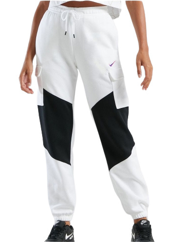 Białe Damskie Spodnie Nike Club Fleece S DJ4128-100