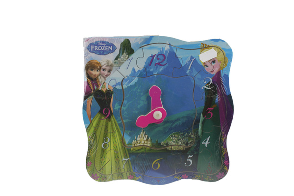 DREWNIANE  PUZZLE UKŁADANKA ZEGAR FROZEN 12 EL.