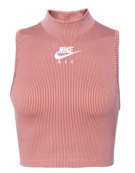 Koszulka Damska Nike - Różowy Top w Prążki - Rib Crop - Rozmiar XL - CZ9341-630