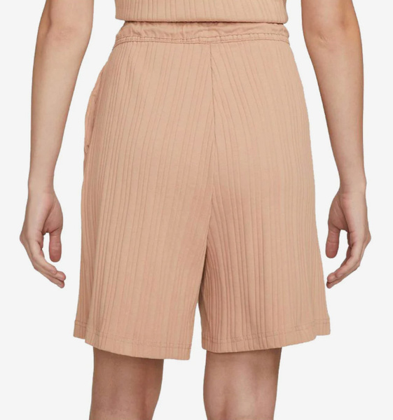 Beżowe Spodenki Nike DM6401-200 S Damskie Prążkowane