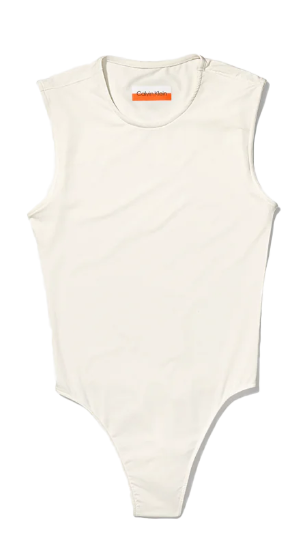 Calvin Klein - Body Damskie bez Rękawów - Beżowe - Rozmiar L - 0040102WAEYAS