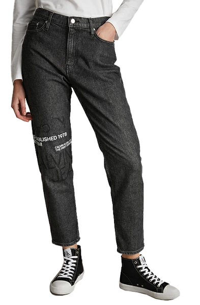 Calvin Klein Spodnie Damskie - Jeans Mom Jean - Czarne - Rozmiar 25 - J20J217449