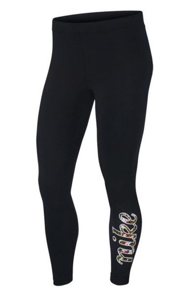 Nike Legginsy Damskie CU5342-010 Czarne XS Kwiatowe Logo
