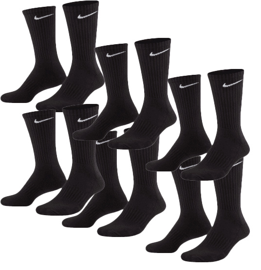 Czarna Zestaw Skarpetek Nike SX7666-010 M 6 Par Amortyzujące