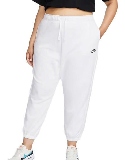 Białe Spodnie Damskie Nike DV5084-100 2X Club Fleece Plus Size