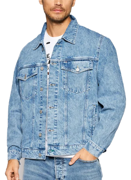 Niebieska Kurtka Męska Jeansowa Tommy Hilfiger Trucker DM0DM10843 M