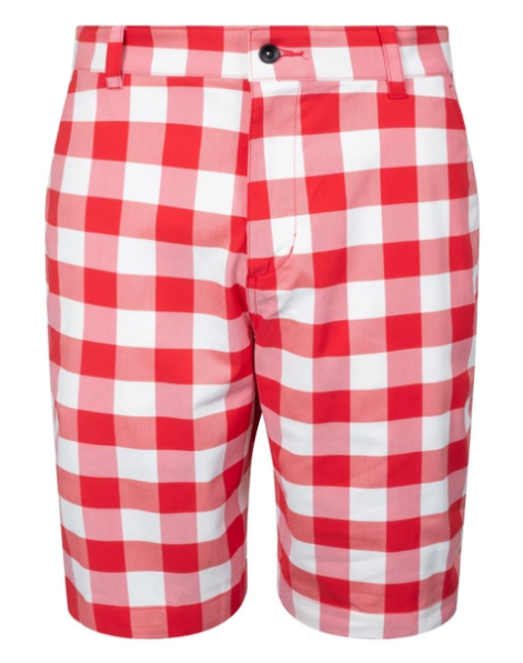 Spodenki Męskie Nike - Krata Czerwono - Biała - Dri-Fit Chino Plaid Golf Short Picnic - DH1294657 - Rozmiar 38