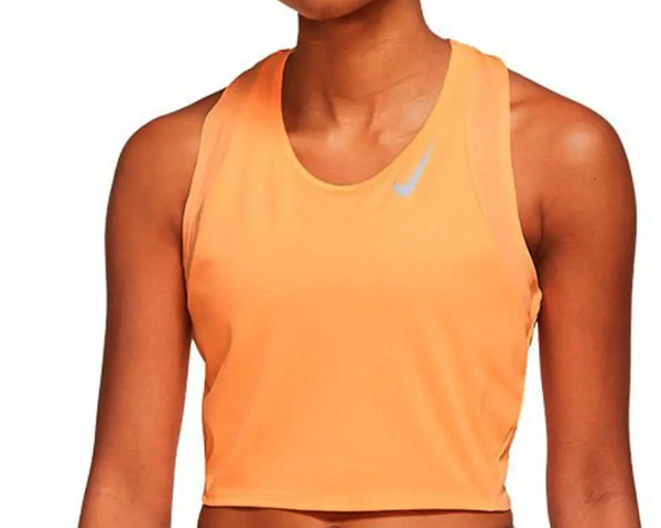 Koszulka Damska Nike Bez Rękawów - Pomarańczowy Top - Rozmiar XL - Dri Fit Race Cropped SlimFit - DD5921-811