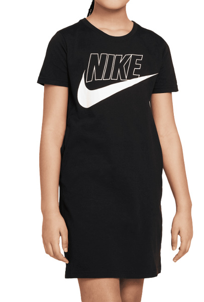Czarna Sukienka T-shirtowa Dziewczęca Nike CU8375010 146 cm